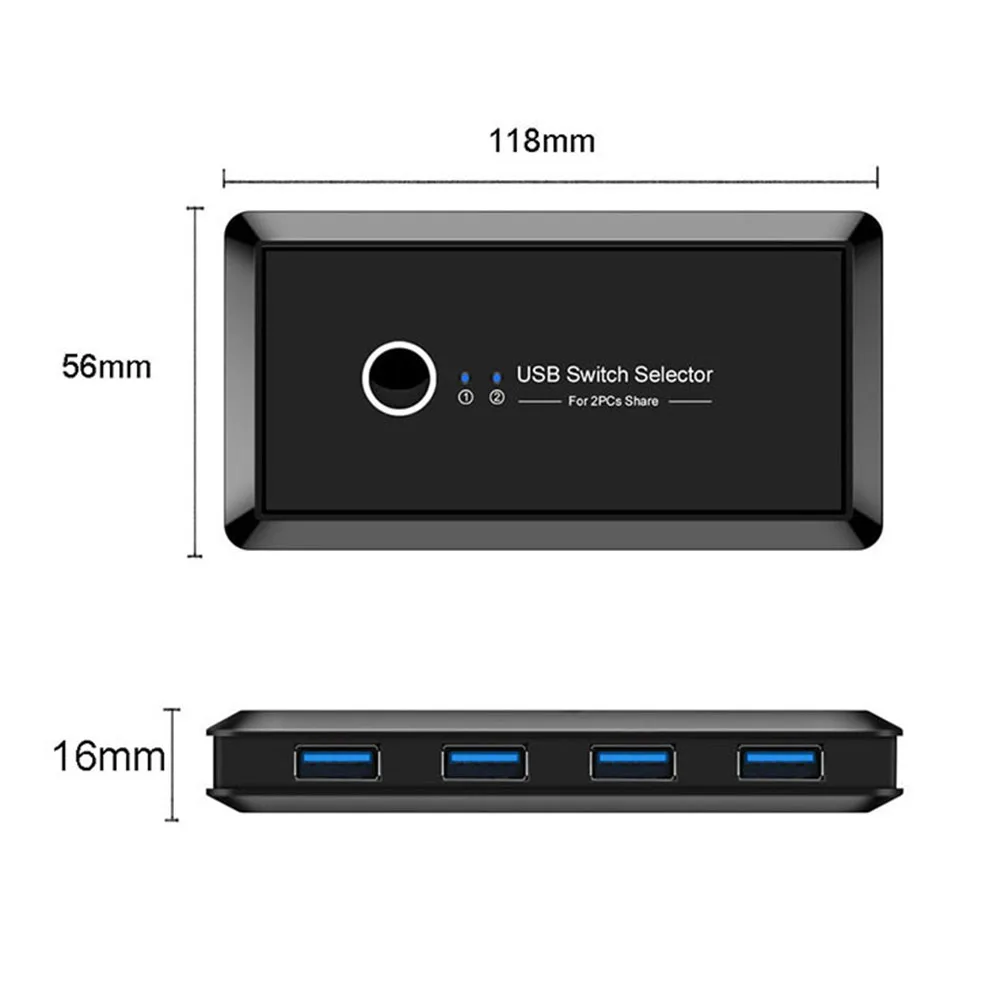 Квм-переключатель USB 3,0 2,0, 2 порта, 4 устройства, 2x4 USB-переключатель, переключатель для клавиатуры, мыши, принтера, монитора, квм-переключатель, концентратор