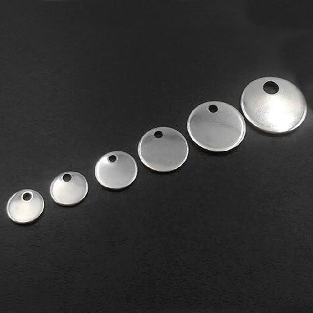 20Pcs 100% Stainless Steel 6/8/10/12/15/18/20/25/30/35mm  Disc Round DogTag Charm Pendant Metal Necklace For Jewelry Making