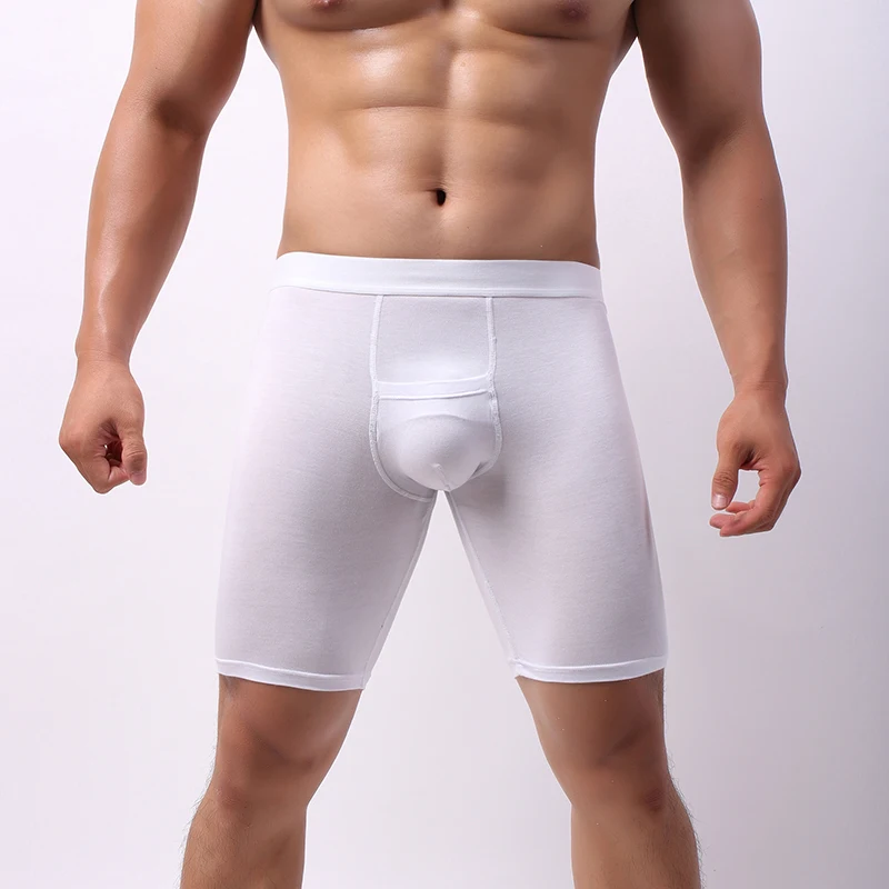 Ropa interior suave de Modal para hombre, Boxershort largo, cápsula para el cuidado del escroto, separación convexa en U, bragas para hombre,