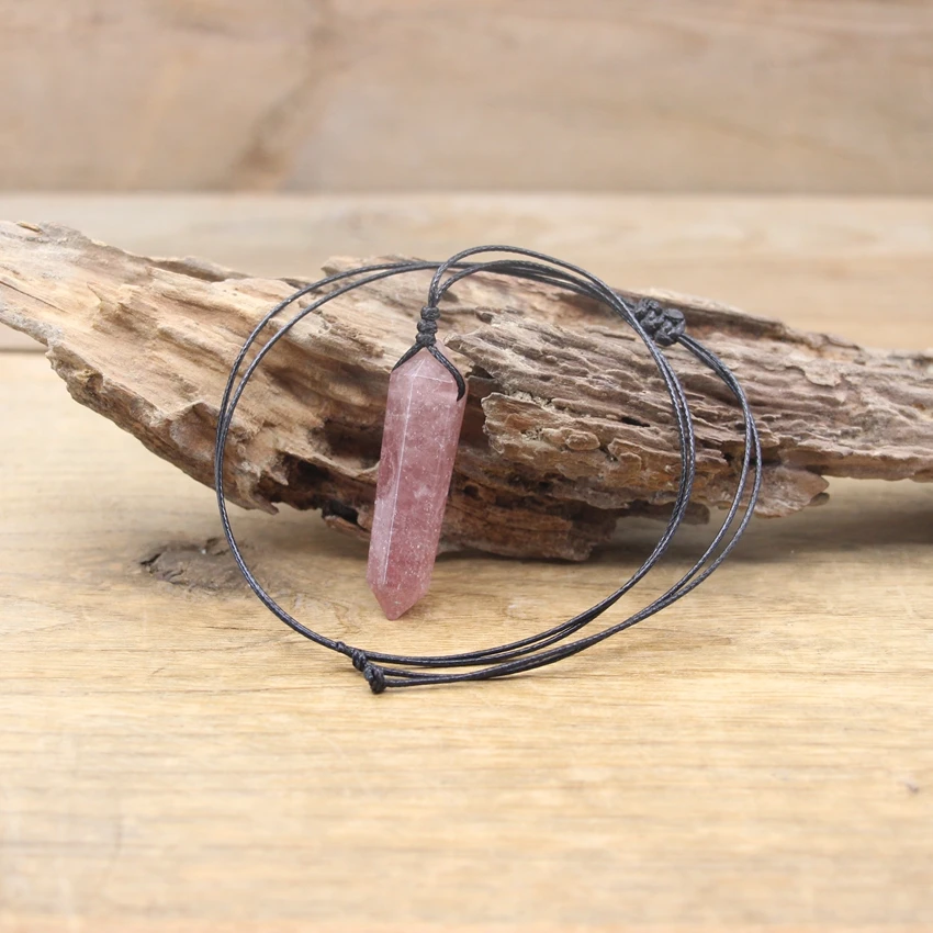 ريكي شقرا كريستال مزدوج نقطة المعلقات إخفاء حبل القلائد ، شفاء الكوارتز الجمشت حجر السج رصاصة البندول مجوهرات ، QC3064