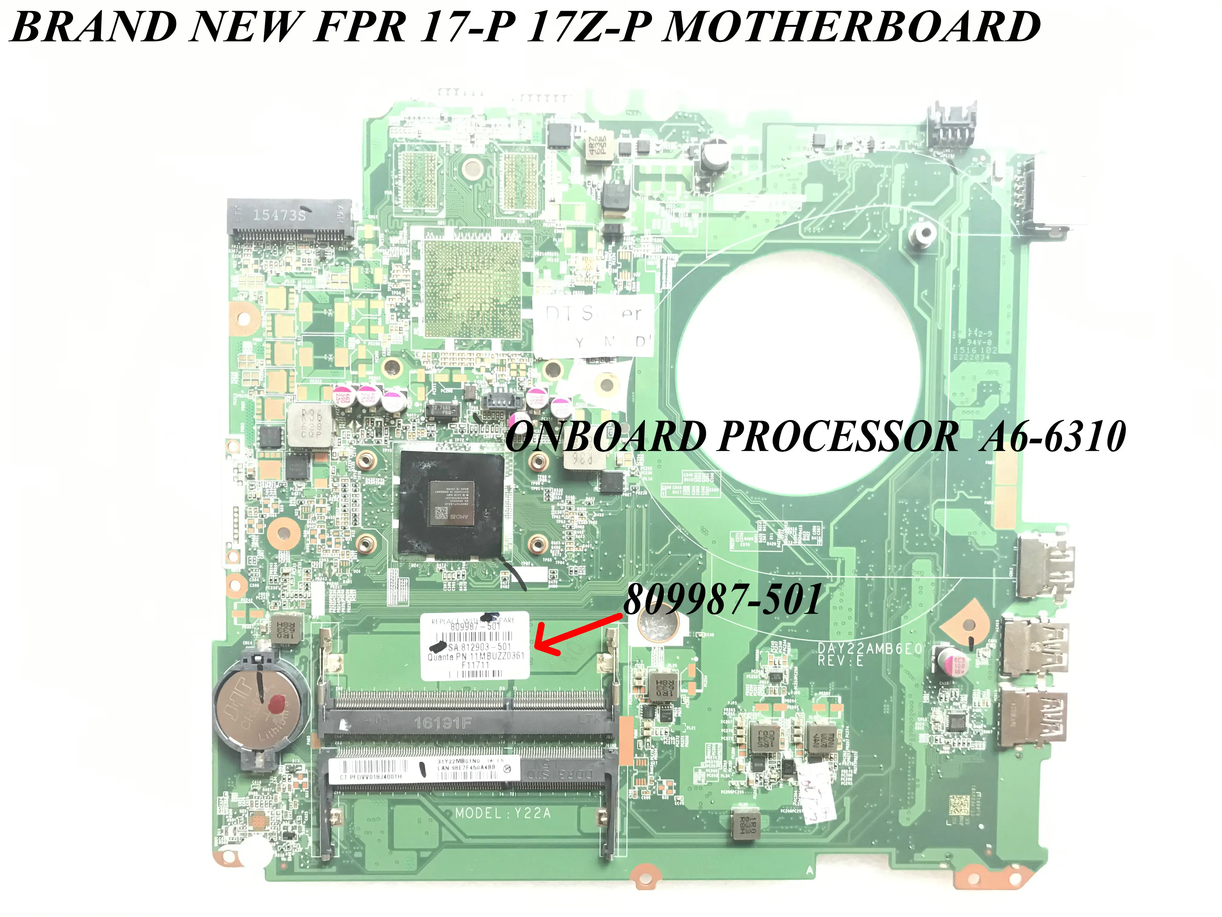 

BRAND NEW .DAY22AMB6E0 LAPTOP MOTHERBOARD FOR HP PAVILION 17-P MAINBOARD ONBOARD PROCESSOR A6-6310 TESTED OK