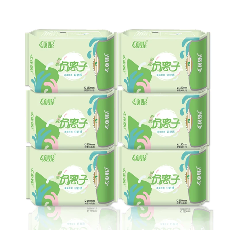 

6packs=180pcs Anion Sanitary Pads 100% Cotton Anion Santitary Napkin Pads for Women Daily Use Panty Liners Ladies Sanitary Towel