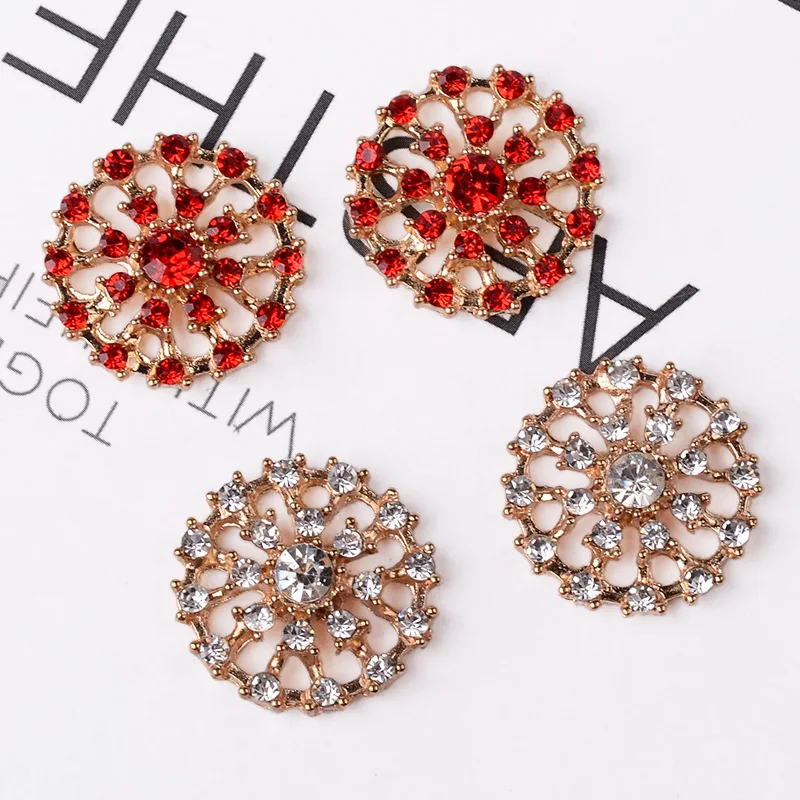 

50pcs 22mm Gold color New fashion Alloy Material Crystal Hollow Flower Shape Beads charm for DIY Handmade Jewelry Making