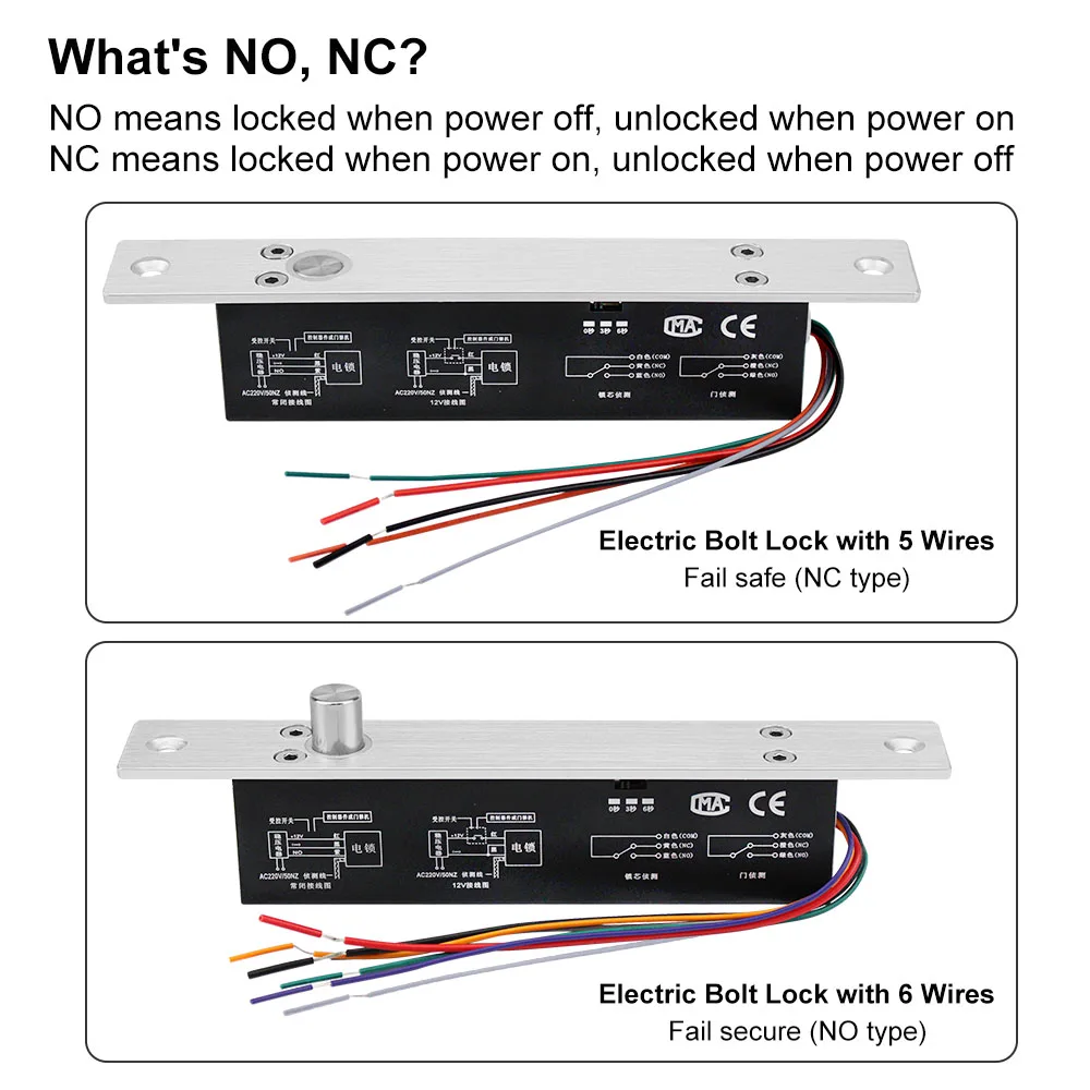 Narrow Type Electric Bolt Lock Fail Safe/Secure Drop Electronic Door Locks with Time Delay Feedback for Access Control System