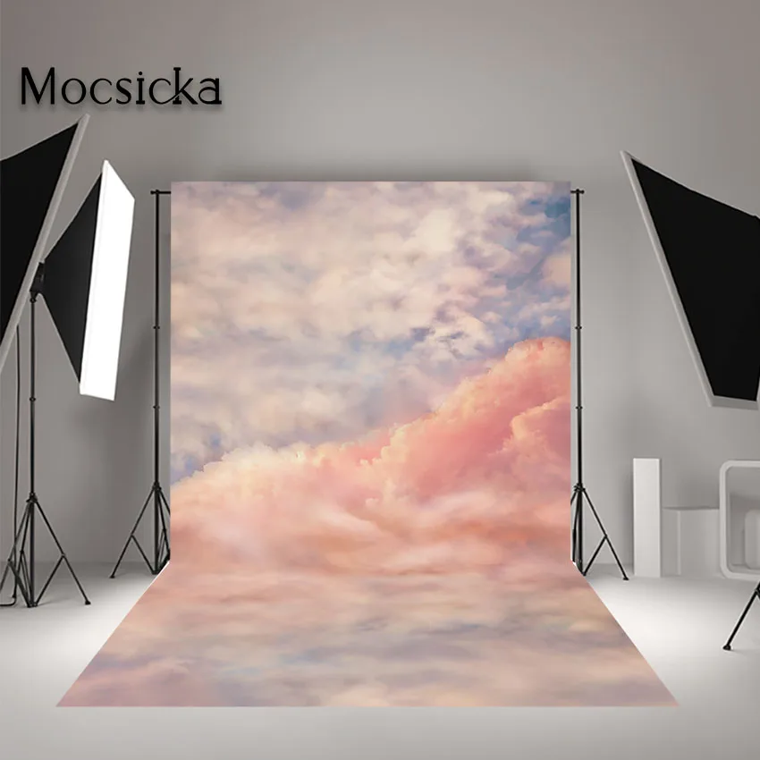 Mocsicka Clouds Sky Photography Backdrop Abstract Texture Pastel Blue Sky Sunset Portrait Photographic Background Photo Studio