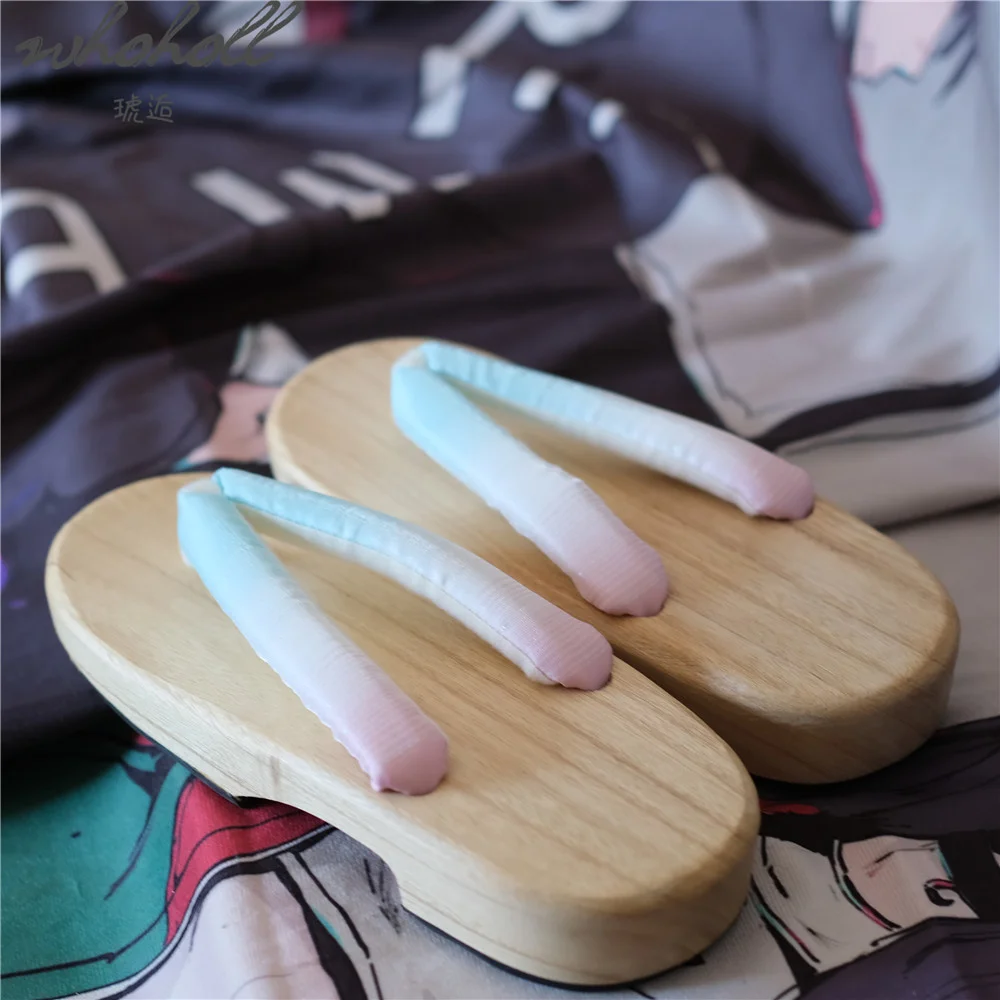 Whoholl Geta Vrouwen Japanse Hout Klompen Schoenen Anime Cosplay Schoenen Indoor Zomer Slippers Slippers Voor Vrouwen Platte Slipper