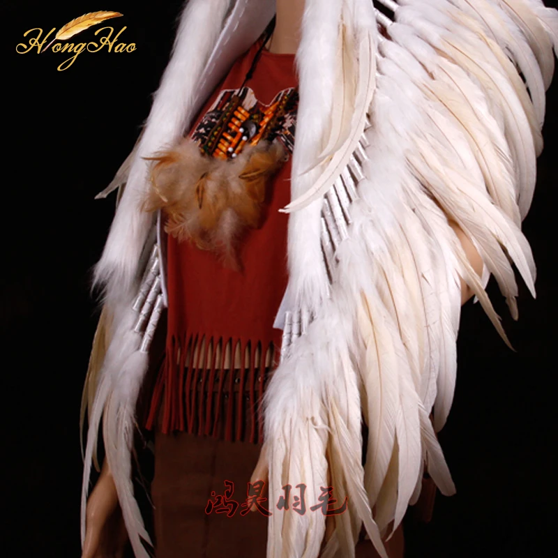 white Indian feather headdress feathered costume Indian chief feather war bonnet halloween costume