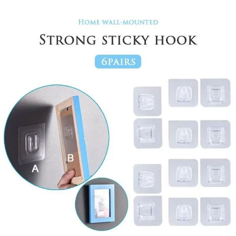 Double-Sided Adhesive Wall Hooks Wall Hooks Hanger Strong Transparent Suction Cup Sucker Wall Storage Holder For Kitchen Bathroo