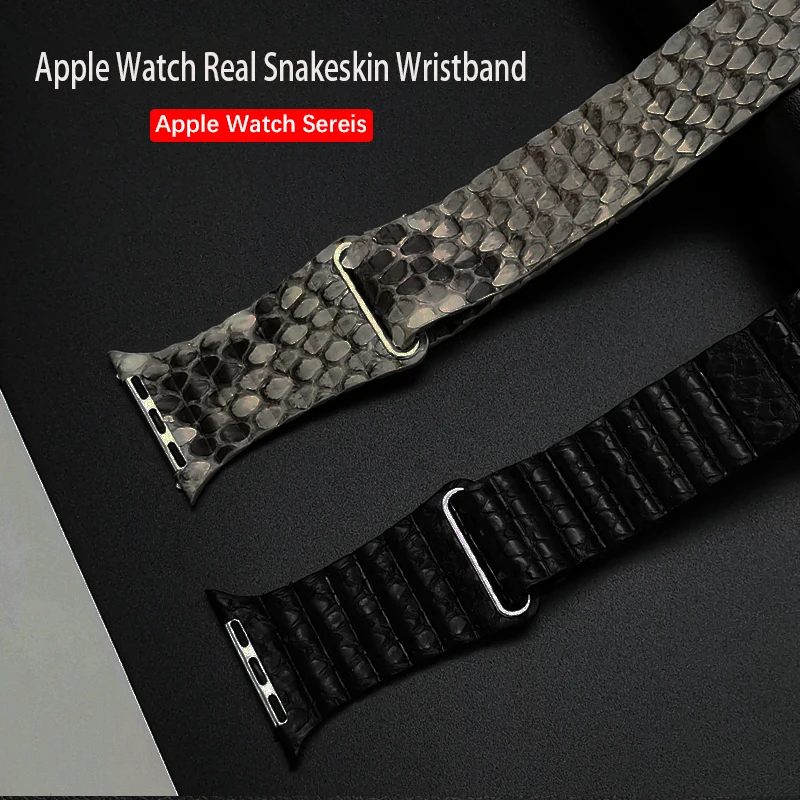 For iwatch 3 4 5 6 7 45mm Watchbands Newest Snake Skin Loop Leather Watch Band Ultra-Slim Wrist Strap For Apple Watch