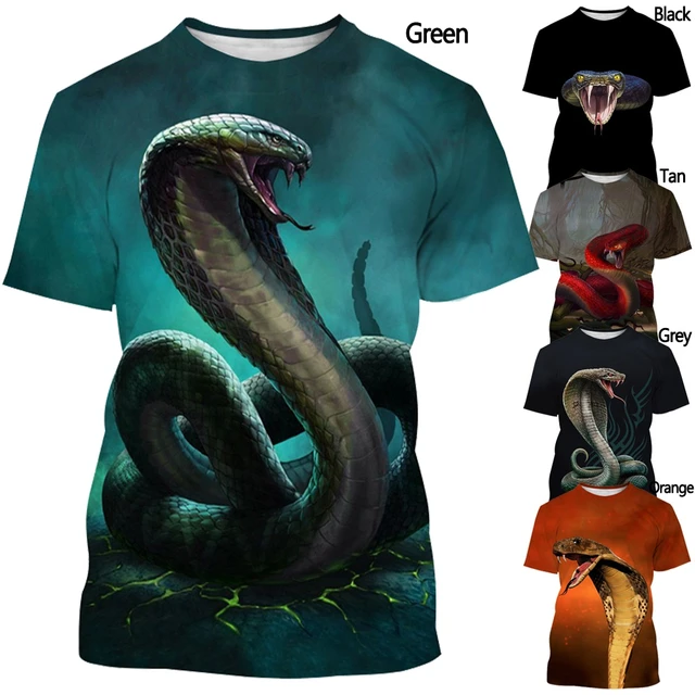 Camiseta con estampado 3d de serpiente para hombre y mujer camiseta informal de verano de manga corta con estampado de animales nueva moda AliExpress
