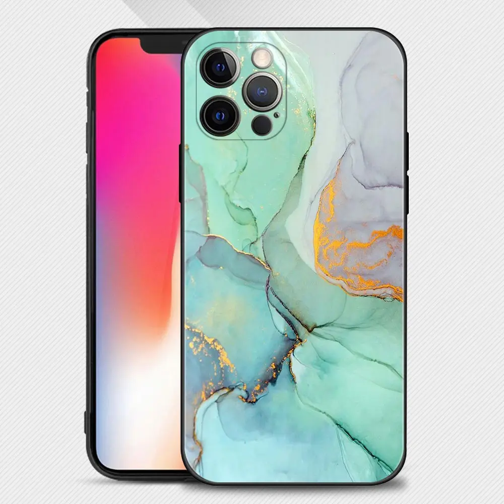 Colorfull Marble Pattern Phone Case For iPhone 15 14 12 11 Pro Max XS XR X 7 8 Plus 12 Mini Shell Soft Funda Silicone Cover