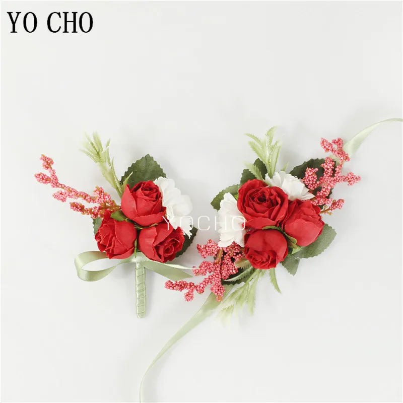 Alfileres de flor de ramillete de rosa para hombre, pulsera de boda para dama de honor, padrino de boda, abotonadura, accesorios de chaqueta para hombre