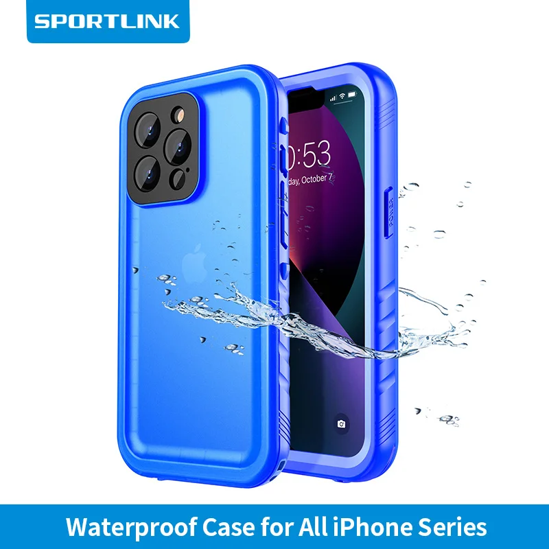 SPORTLINK Waterproof Phone Case for iPhone 13 11 12 14 15 16 Pro Max 7 SE 2nd 2020 3rd 2022 Underwater Swimming Diving Protect