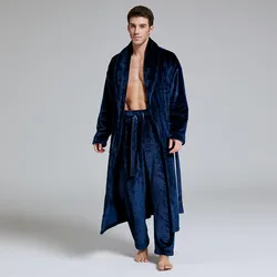 Men and Women Plush Pajamas Set Bathrobe and Long Pant two-piece Set Nightgowns Lounge wear Nightwear Sleep Set House Coat