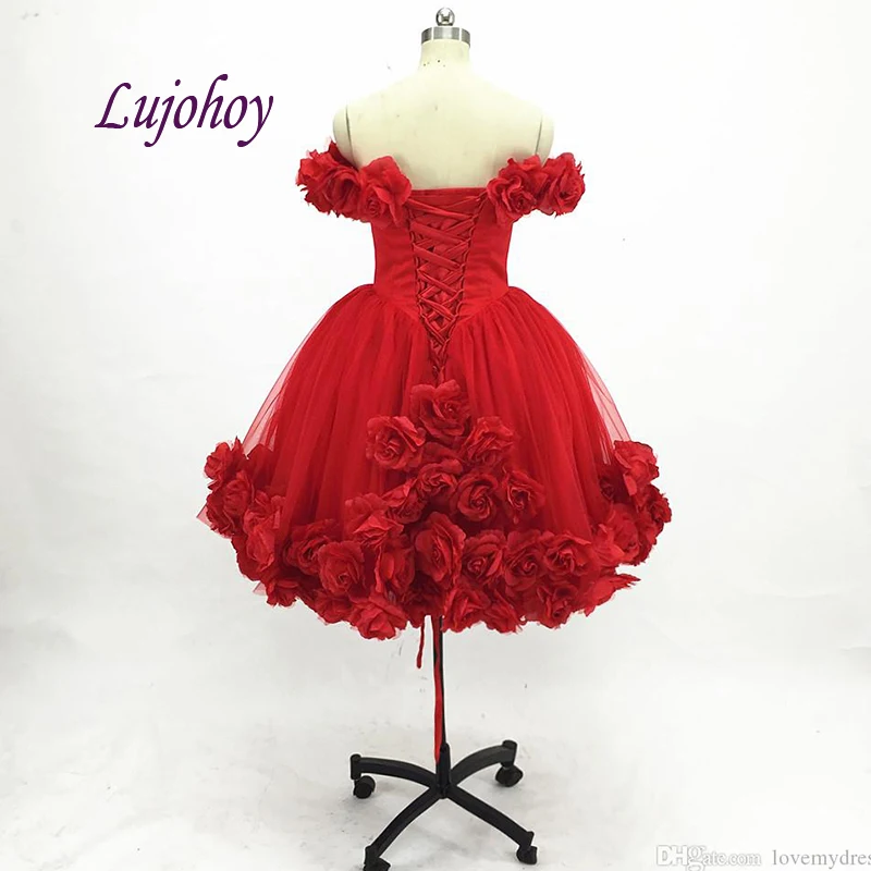 Red Short Cocktail Dress Party Plus Size Little Ladies Girl Women Flowers Homecoming Prom Graduation Semi Formal Dress