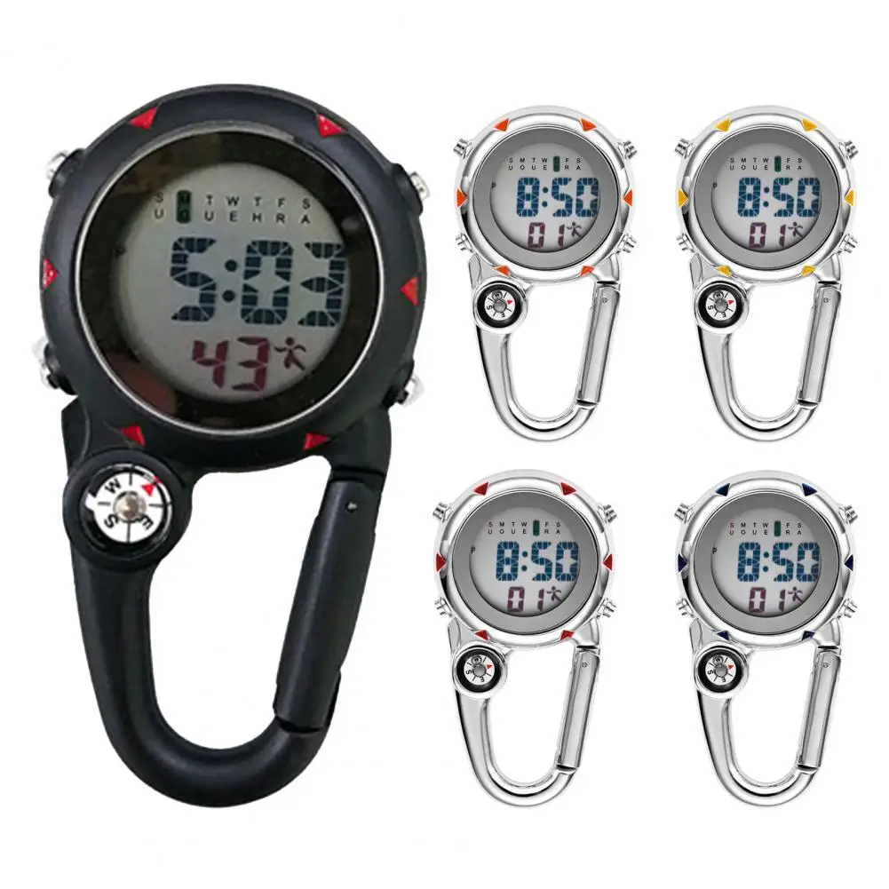 

60% Discounts Hot!Digital Carabiner Watch Luminous Anti-scratch Precise Backpack Belt Pocket Clip on Watch for Outdoor