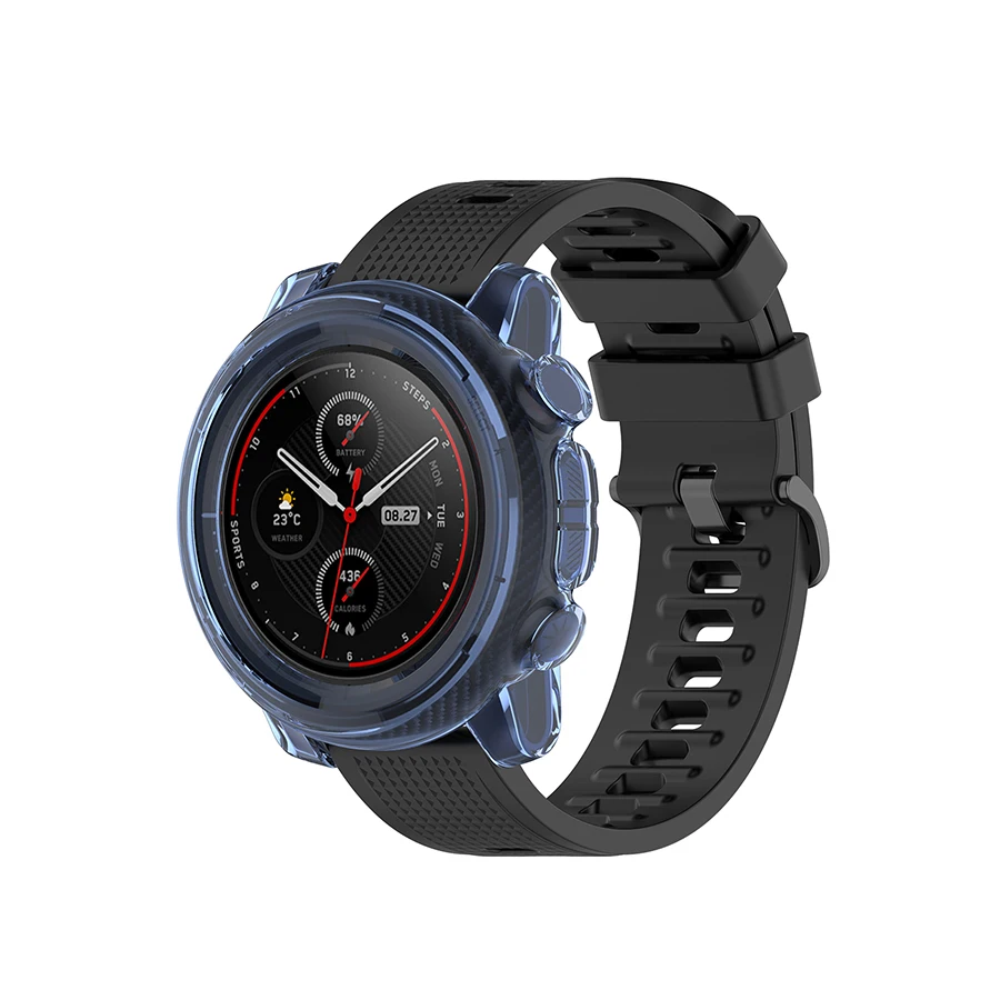 Bao Da Bảo Vệ Cho Amazfit Stratos 3 Dây Đeo Mềm Mại TPU Khung Đồng Hồ Vỏ Ốp Lưng Dành Cho Xiaomi Huami Amazfit Stratos 3 tấm Bảo Vệ