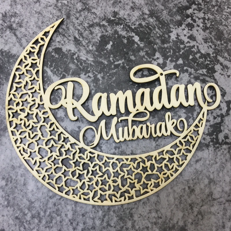 

3pcs 7.8in Ramadan Mubarak sign wall hanging decorations Eid Mubarak Islamic gifts Islamic wooden signs