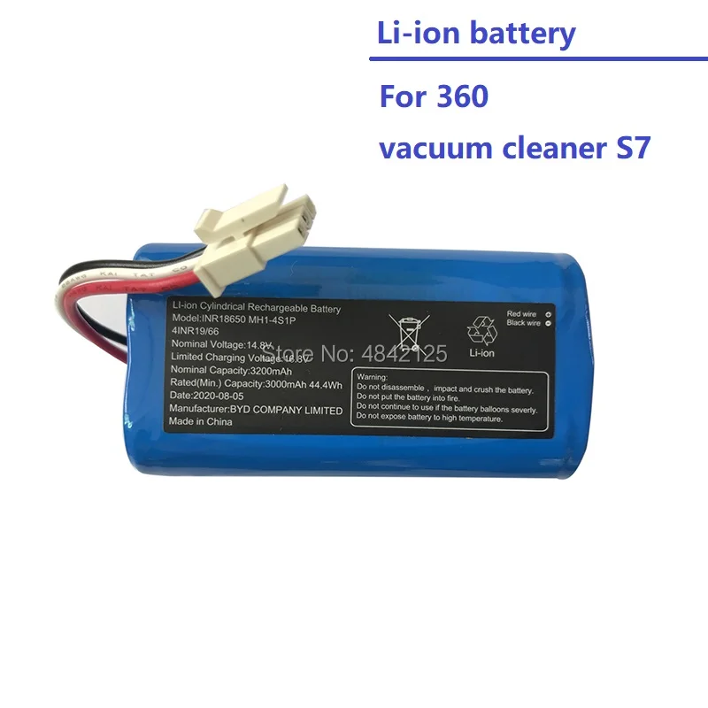 3200mAh Li-ion Battery for 360 Robot Vacuum Cleaner S7 Accessories Spare Parts Charging Battery