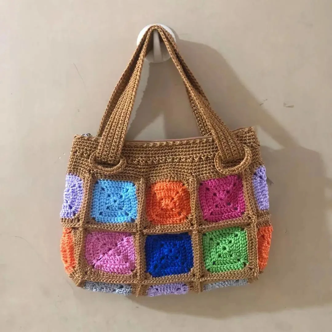 Handmade Crochet Bag Summer Bag Kintting Beach Bag Handmade crochet bag crochet shoulder bag Kintting tote bag Colorful hand bag