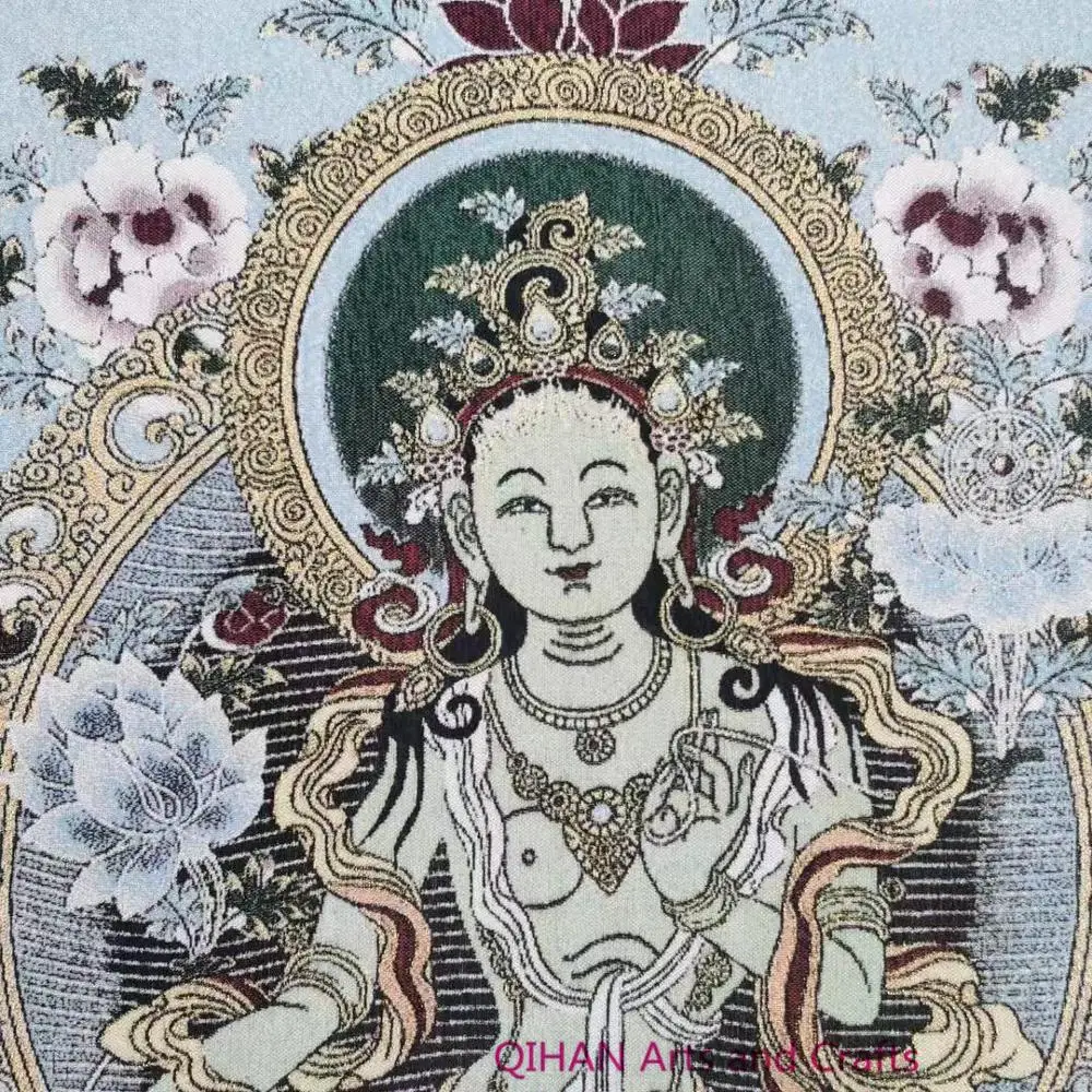 Tibetan Buddhist religion Thangka brocade painting silk embroidery painting Manjusri Bodhisattva hanging mural painting