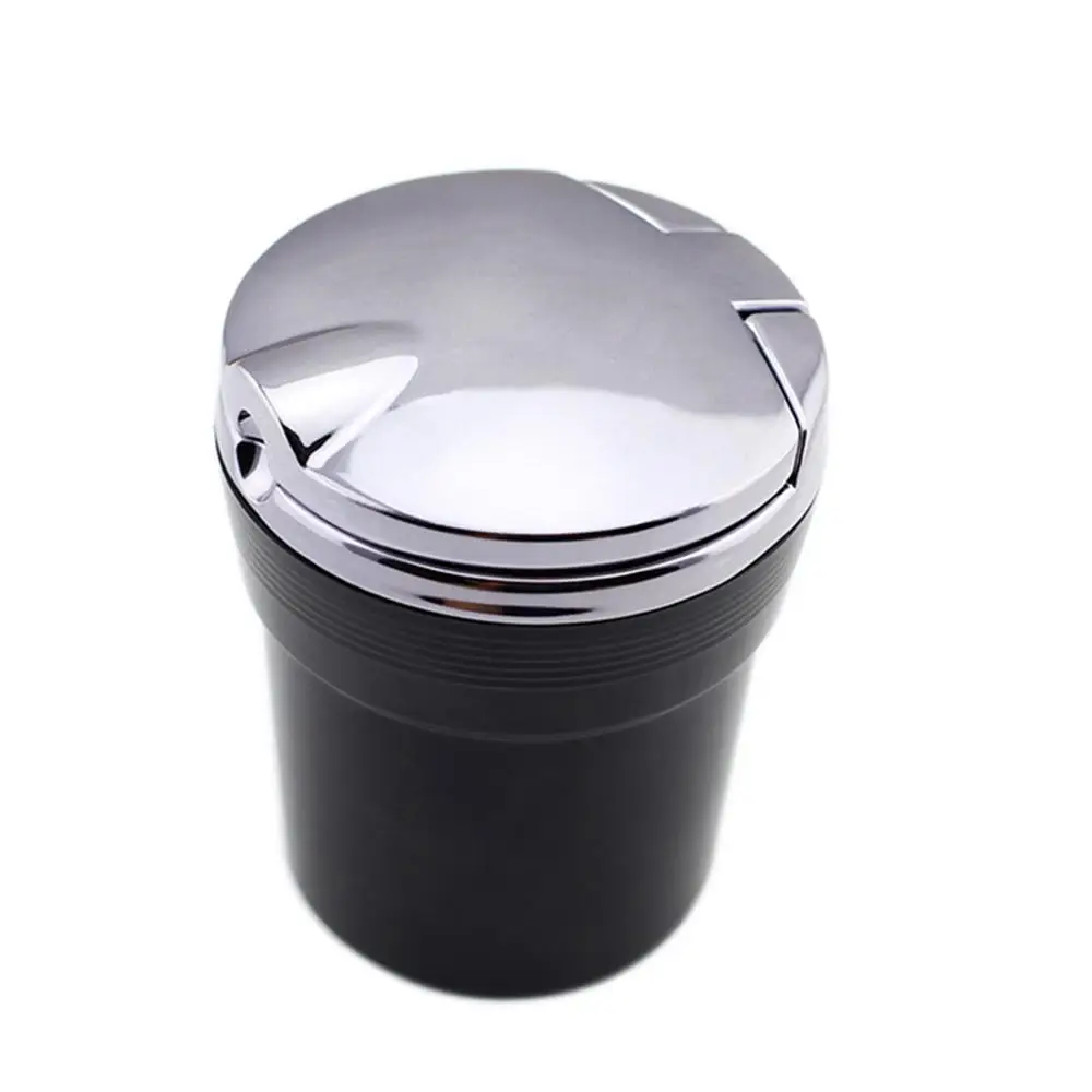 Universal Accessories Auto Stainless Steel Ashtray Can Cup Holder Cigarette Jar Ash Bin Office  LED Style Interior Parts