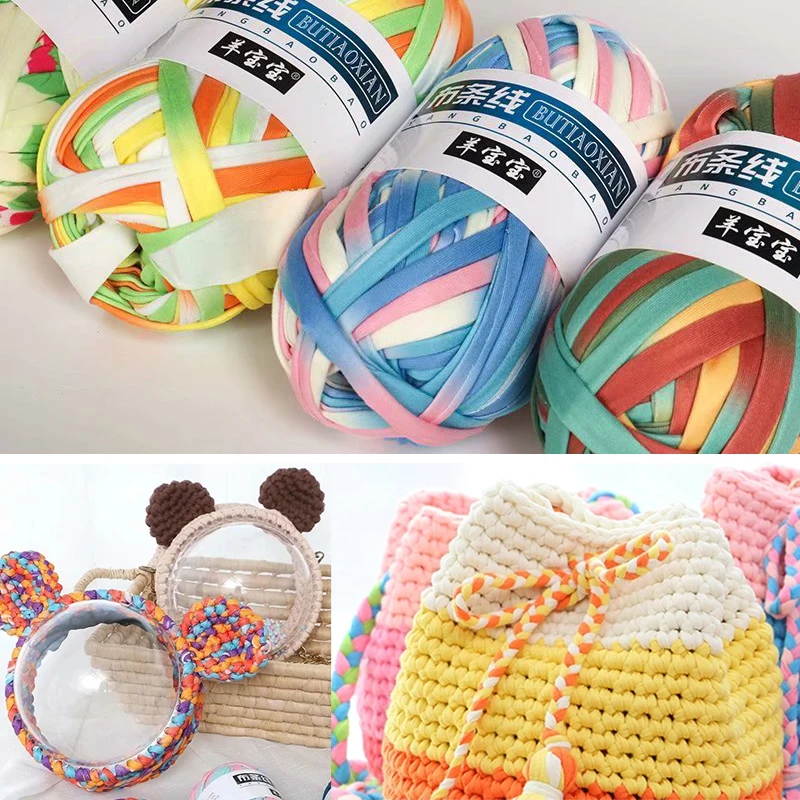 

100g Soft Cloth Yarn for Hand Knitting Crochet Line Woven Handbag Blanket Thick Flat Thread DIY Crocheting Bag Baskets Yarns