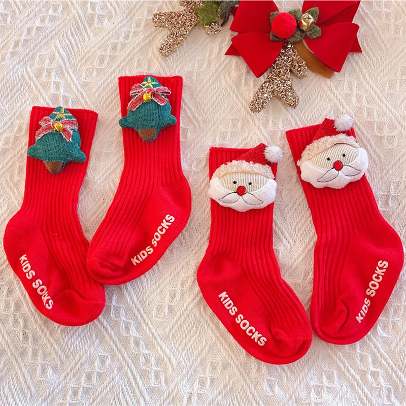 1-4years Children Baby Christmas Socks Kids Cute Elk Tree Santa Claus Warm Winter Cotton Sock For Boys Girls Xmas Gift