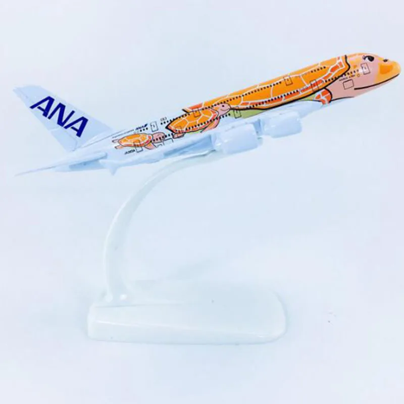 14CM 1/500 Scale A380 Japan ANA Airlines Orange Turtle KaLa Plane Model Alloy Aircraft Metal Aviation Display Airplanes Toy Show