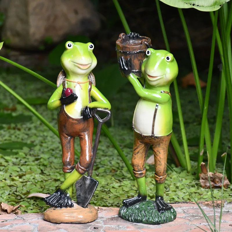 Cute Resin Working Frogs Statue Outdoor Garden Store Decorative Frog Sculpture For Home Desk Garden Decor Ornament Gift