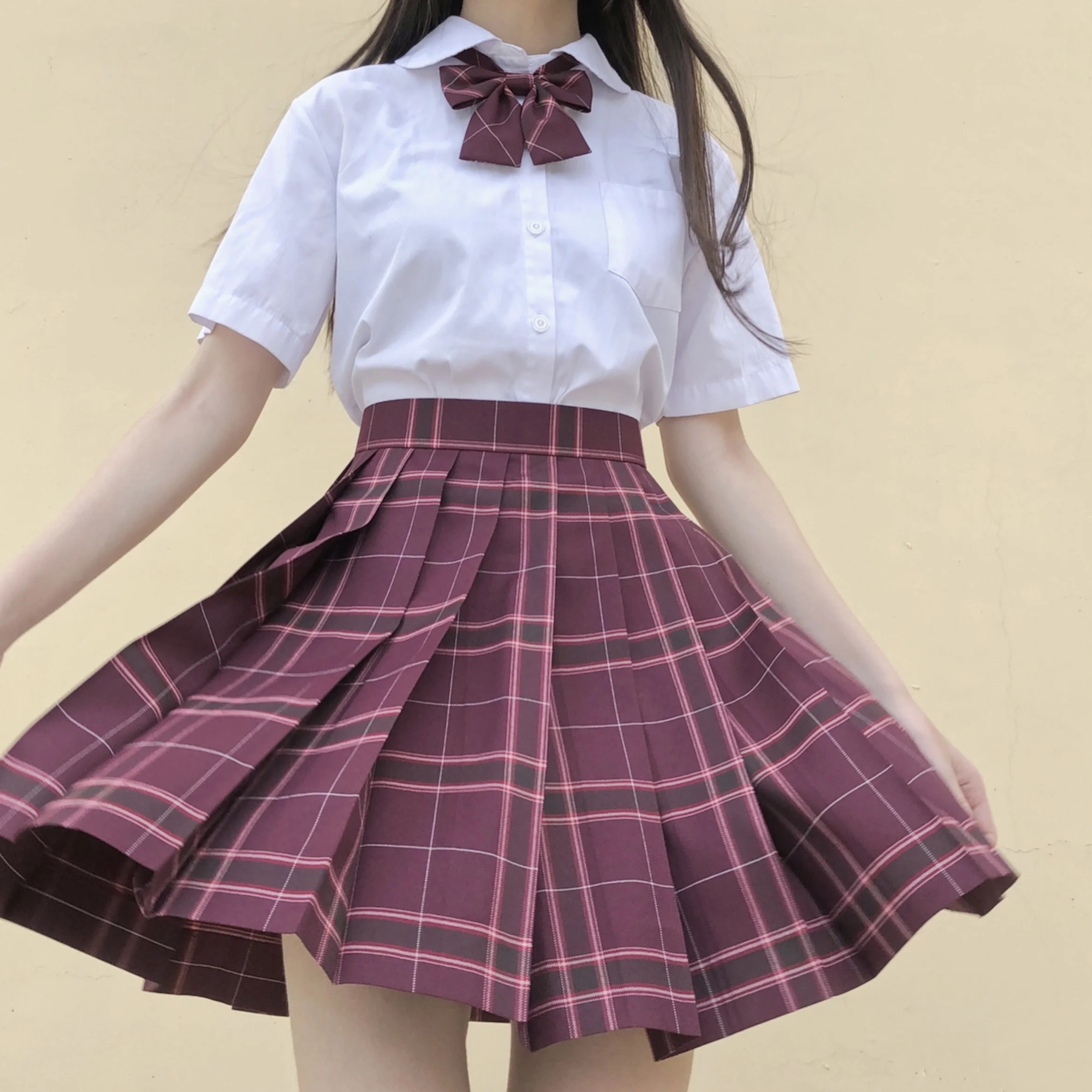 [Lycoris radiate] Short long sleeve Japanese Student Girls School Jk Uniform Top Large Middle High School Uniforms High Waist