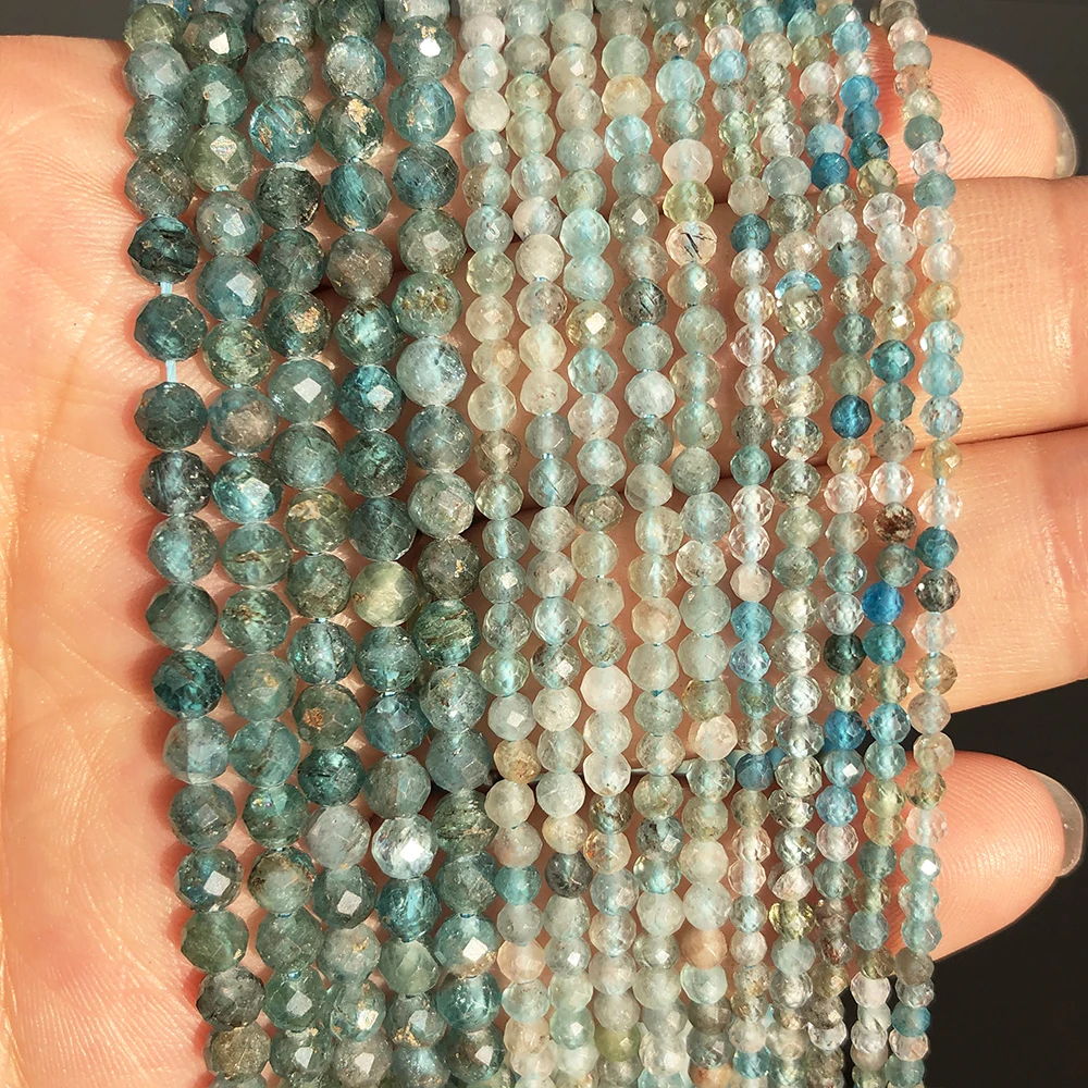 Natural Faceted Agates Moonstone Tourmaline Prehnites Jades Stone Beads For Jewelry DIY Making Bracelet Accessories 15\'\' 2 3 4mm