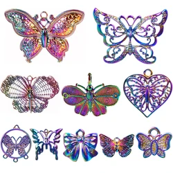 10pcs Metal Butterfly Charms For Jewelry Making Pendant Necklace Animal Charm In Bulk DIY Accessories Rainbow Handmade Materials