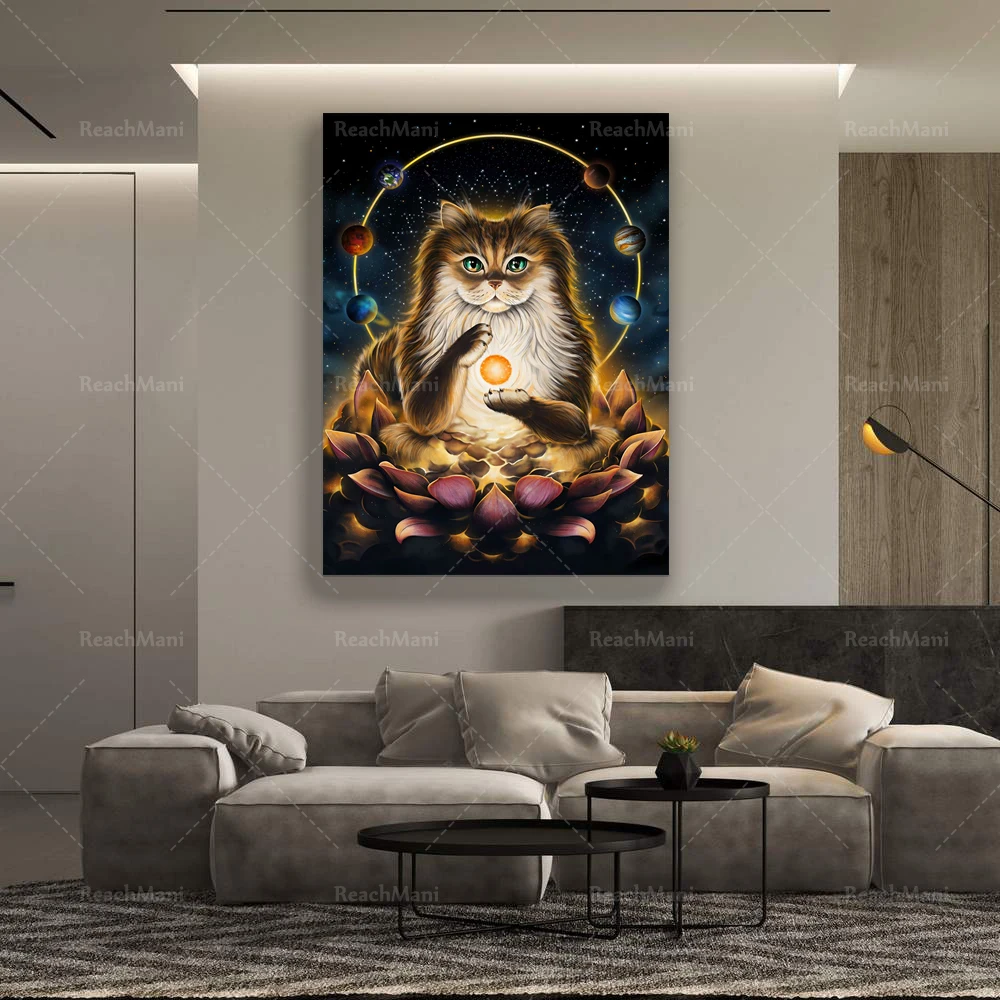 

Enlightenment of Cat Canvas Painting Posters Prints Cuadros Wall Art Pictures for Living Room Decor