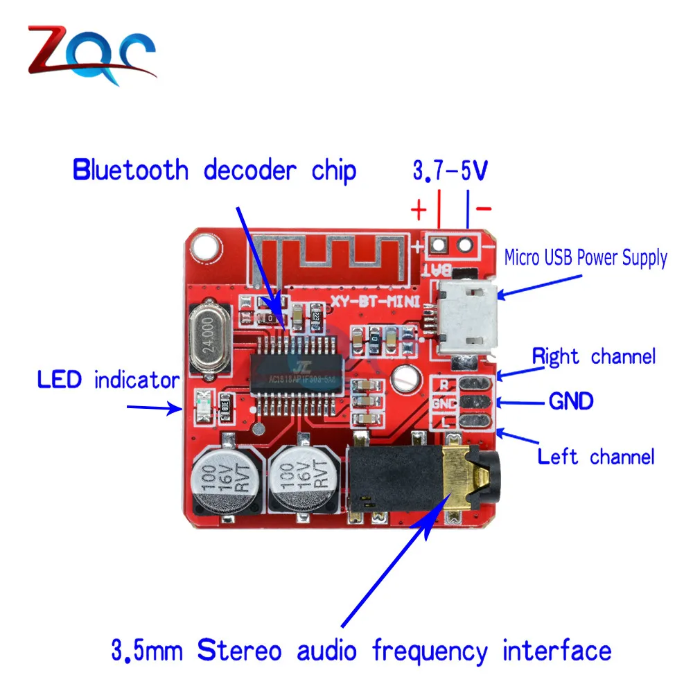 XY-BT-Mini Bluetooth 4.1 MP3 Lossless Decoder Board Bluetooth Speaker Amplifier Board Circuit Board Module for Car Mobilephone