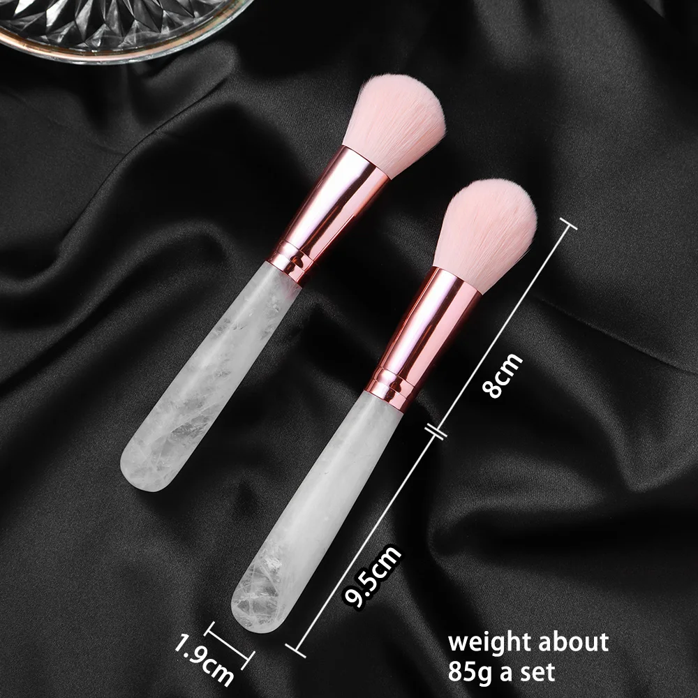 3pcs/set Natural Crystl Massage Stick Soft Hair Brush Professional Clear Quartz Makeup Brush Facial Massage Tool