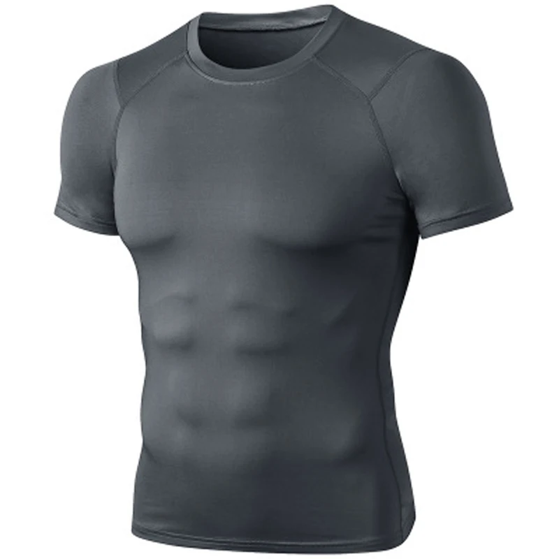 Men\'s Running Compression Tshirts Quick Dry Soccer Jersey Fitness Tight Skinny Bodybuilding Shirt Fast-Dry Breathable Tops