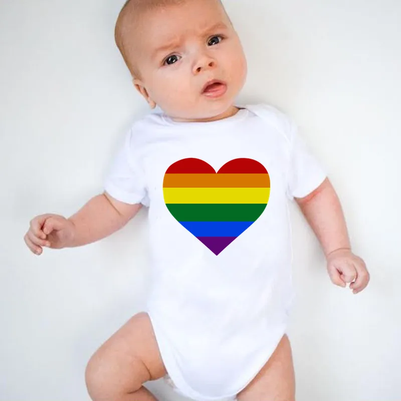 

Summer Cotton Newborn Baby Bodysuit Rainbow Heart Print Boys Girls Bodysuits Short Sleeve Jumpsuit Baby Clothes Costume 0-18M