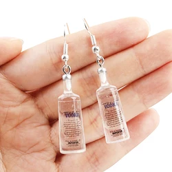 Cute Girls Cool Vodka Bottle Drop Earrings For Women Funny Transparent Bottle Dangle Earrings Jewelry Party Gift
