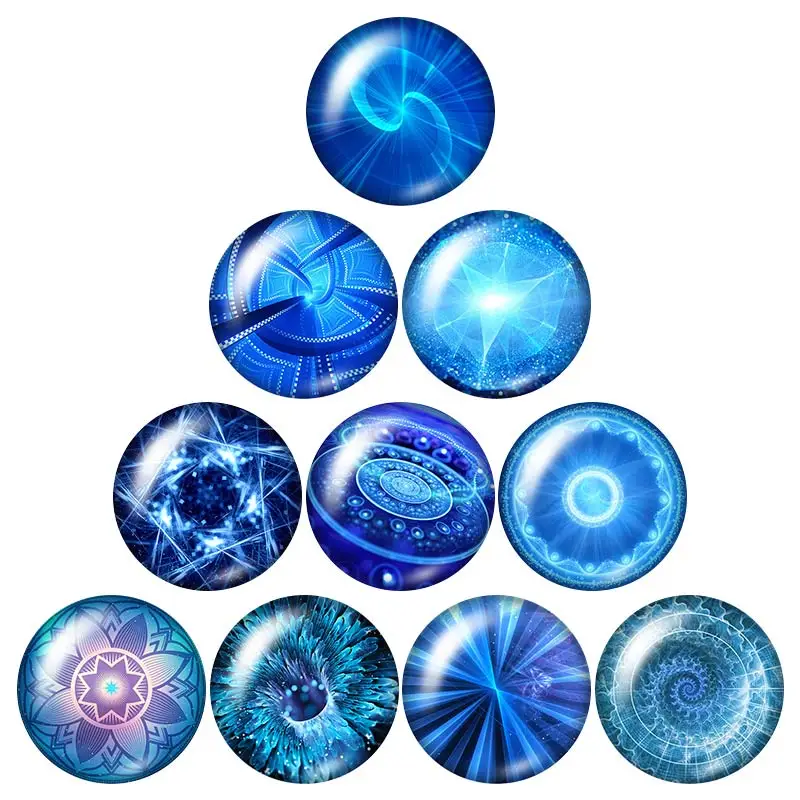 Blue and white porcelain Flowers pattern 18mm snap buttons 10pcs mixed round photo glass cabochon style for snap button jewelry