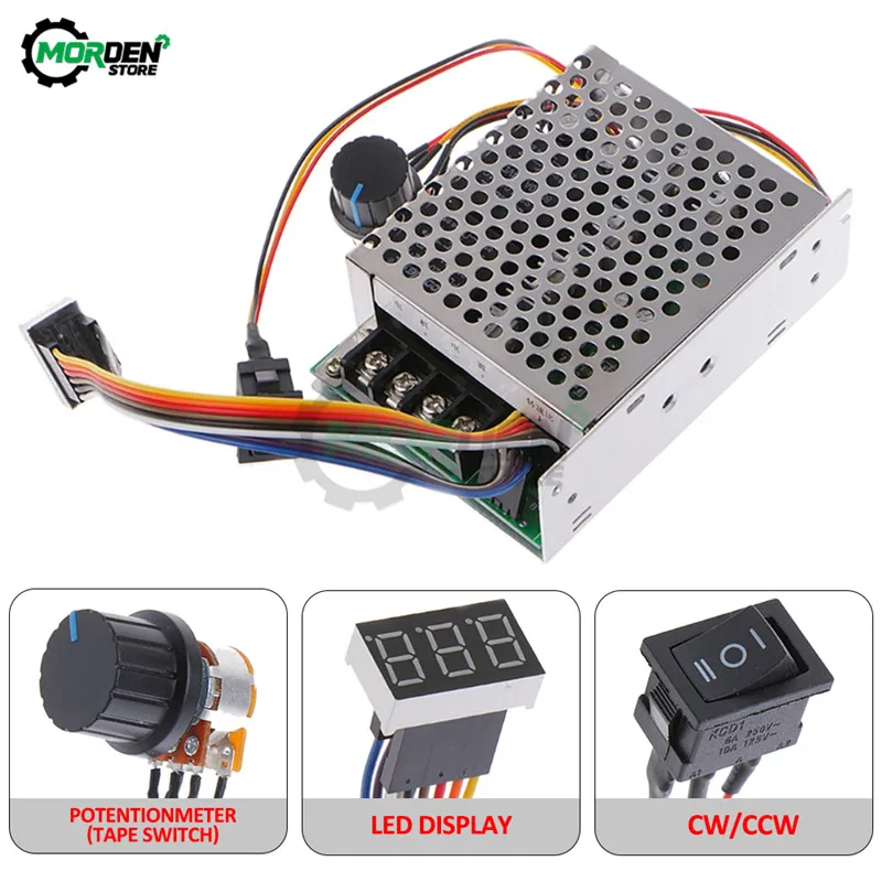 Adjustable DC 10-55V 40A Motor Speed Controller PWM Motor 12V/24V/36V/48V Inverted Switch CW CCW Reversible Pulse Driver