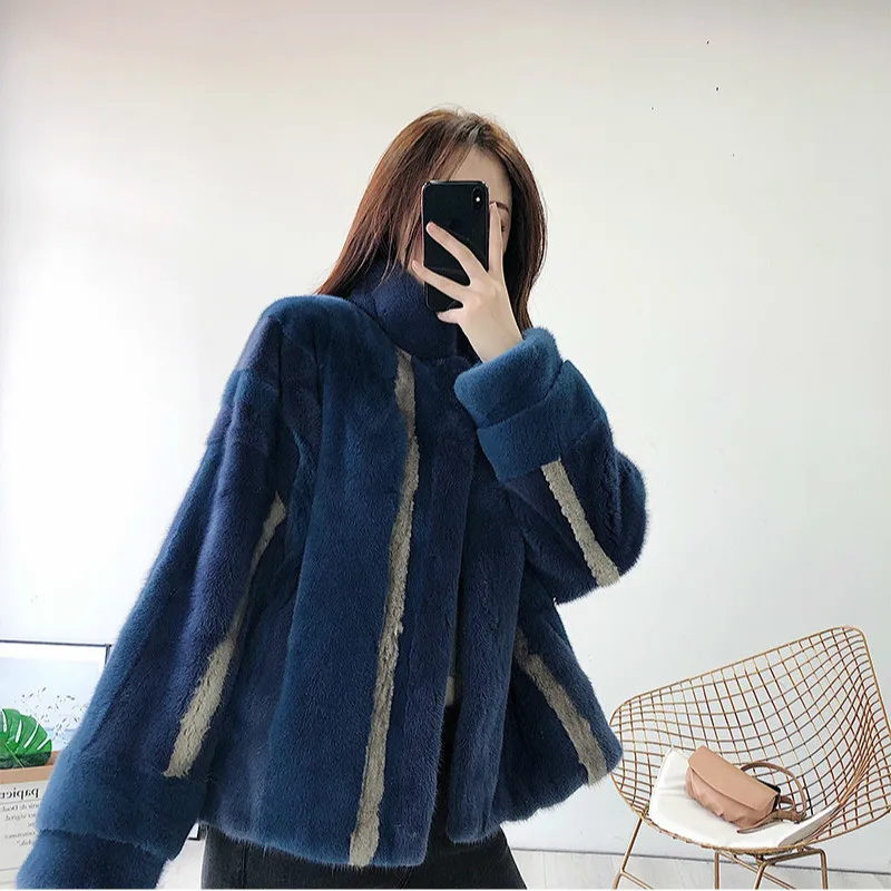 

2020 Real Mink Fur Coat Women Winter Natural Fur Jacket Korean Clothes Fashion Luxury Mink Jacket Manteau Femme Hiver 228 KJ5652