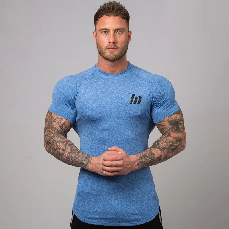 New Compression T-shirt Superelastic Skinny Shirt Men Gyms Fitness Workout Quick dry Tee Tops Male Summer Jogger Sporty Clothing