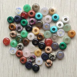Fashion good quality natural stone mix round charms big hole charms beads 10mm for jewelry making 50pcs wholesale free shipping