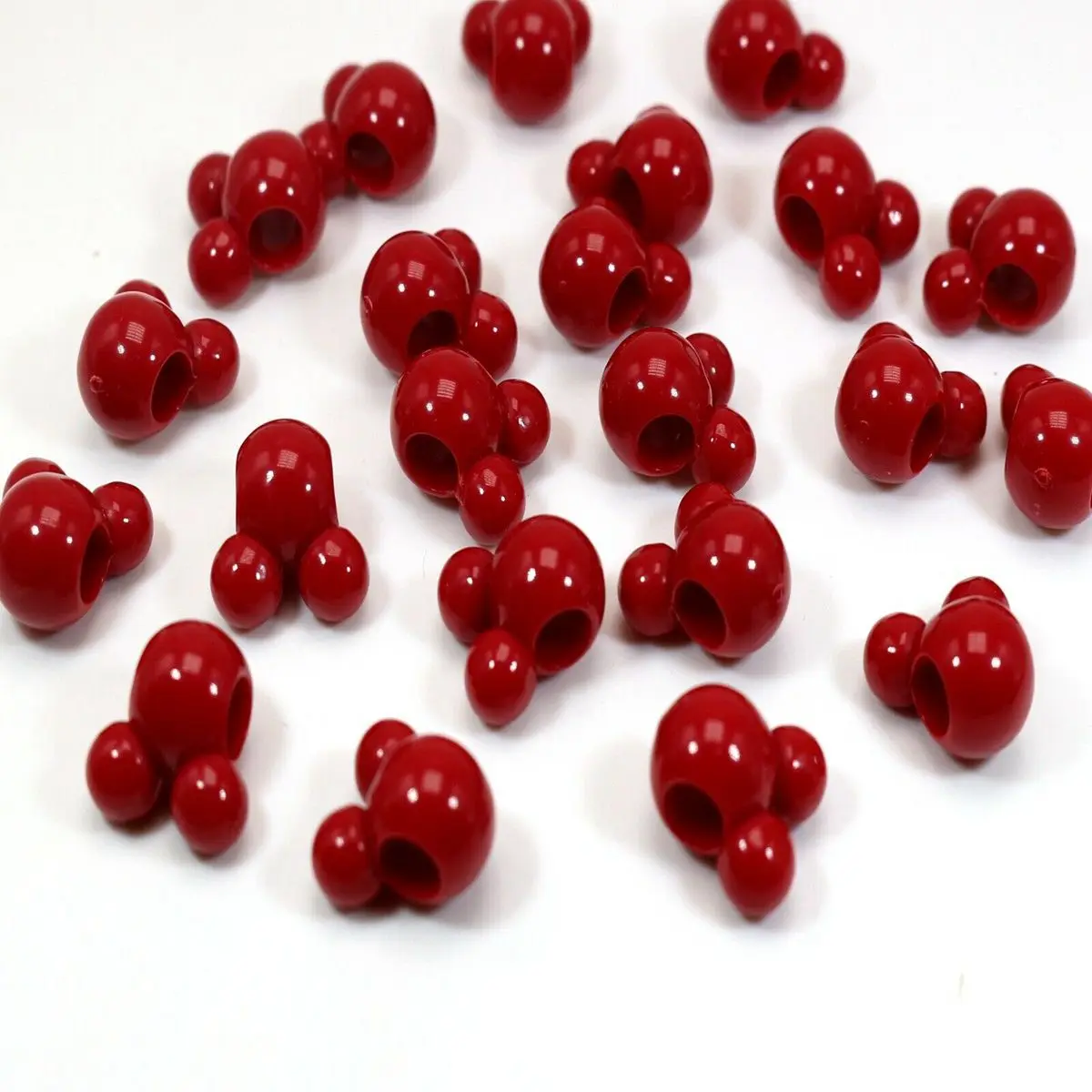 Craft DIY Black Red Color Acrylic Mouse Face Charm Beads 14mm 16mm Large Hole