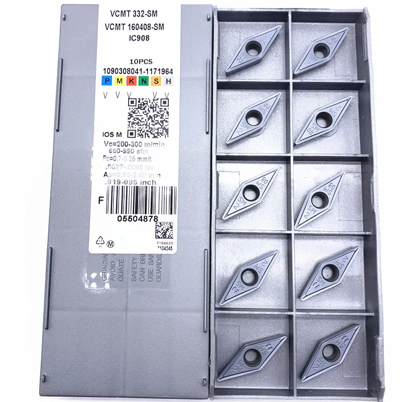 VCMT160404 VCMT160408 SM IC907 908 Interno Utensile di Tornitura Lama Inserto In Metallo Duro Tornio Strumenti VCMT 160408