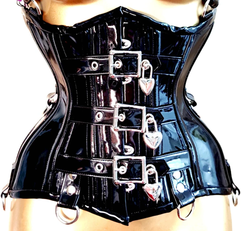 Annzley Rood En Zwart Lederen Corset Met Slot Onderborst Korsett Voor Taille Afslanken Mannen Corset Inrijgen Corsette 24 Stuks