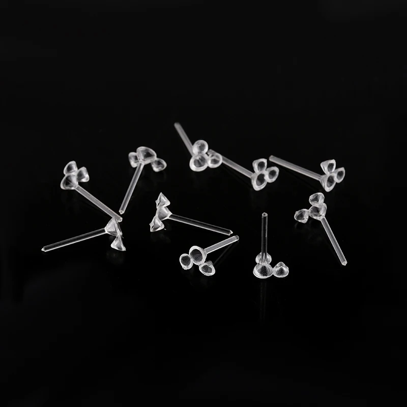 200pcs Plastic Anti-inflammatory Ear Studs Mouse Ears Headpin with Silicone Earplugs For DIY Jewelry Making Accessories