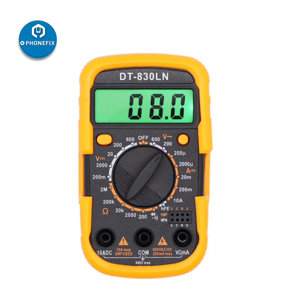 Mini multímetro Digital DT-830LN, pantalla LCD retroiluminada, medidor de voltaje de Corriente CA y CC, voltímetro, amperímetro, herramienta electrónica
