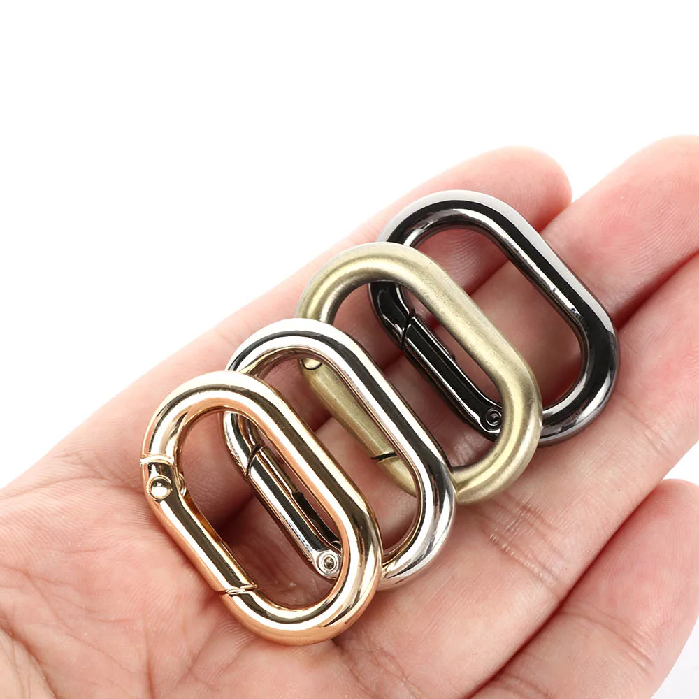 1pc Metal Oval Snap Hook Buckle Carabiner Keychain Outdoor Survival Climbing Handbag Clip Spring Push Trigger Snap Hook